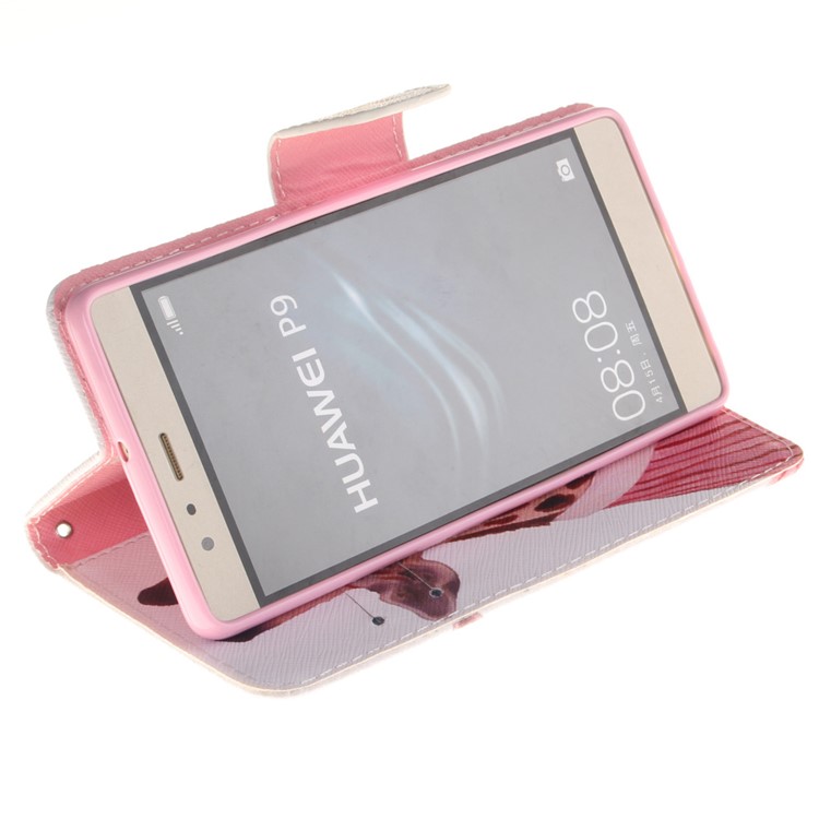 For Huawei P9 Leather Stand Phone Case - Cute Giraffe-5