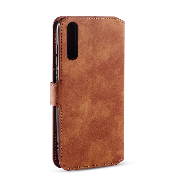 DG.MING Retro Style Leather Wallet Stand Phone Case with Strap for Huawei Enjoy 10s - Brown-3