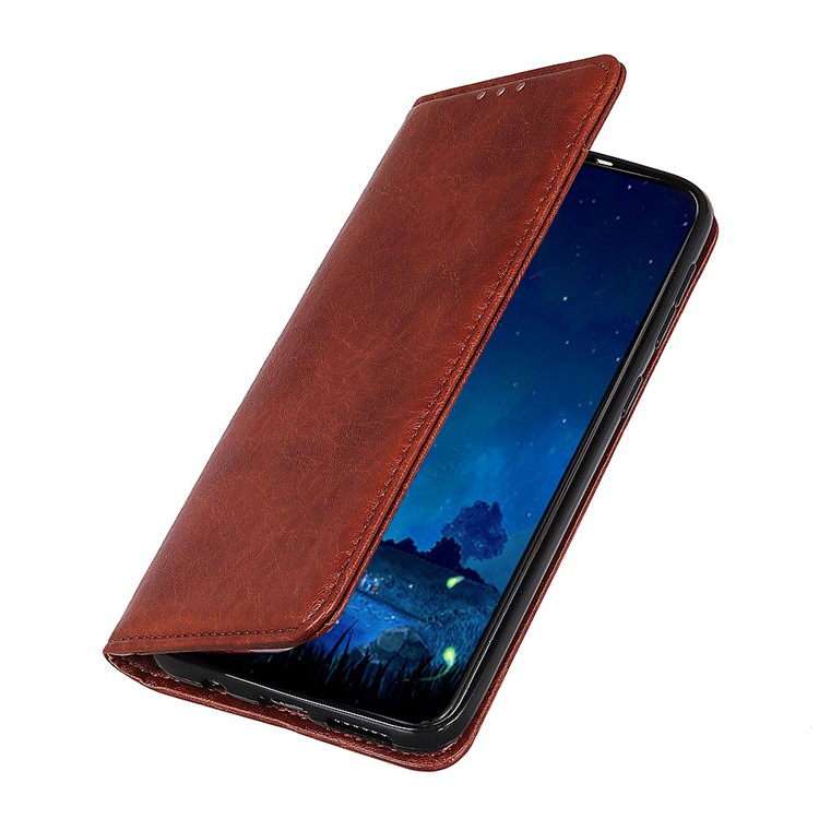 Caso Textura Dividida Cartera De Cuero De Caballo Loco De Auto-absorción Para V30 Honor De Huawei Pro 5G / Pro V30 - Marrón-5