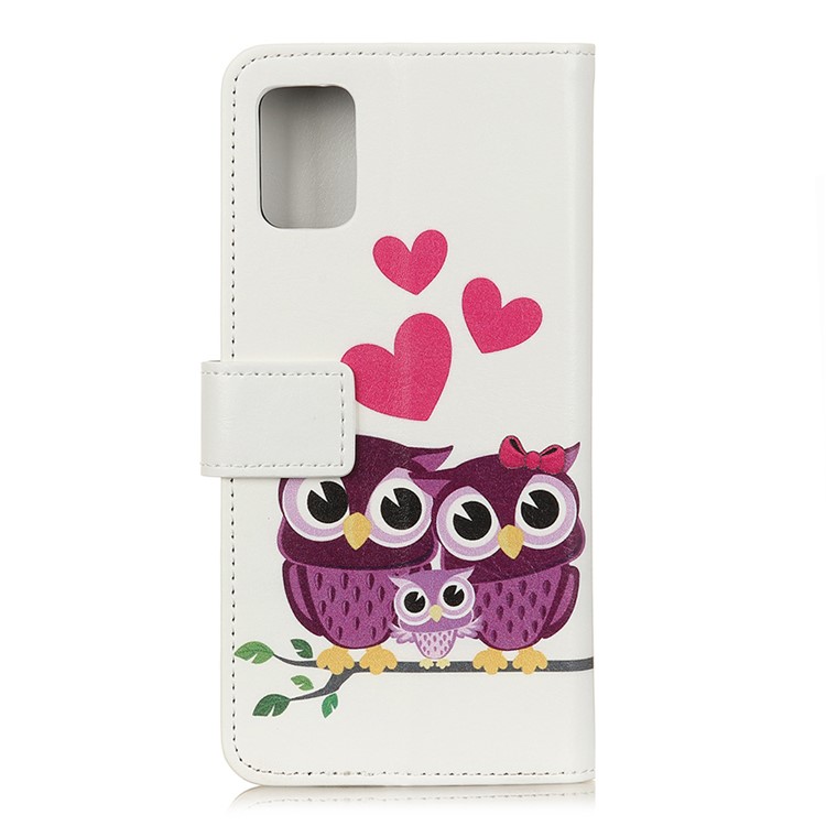 Pattern Printing Leather Wallet Case for Huawei Honor V30 Pro / V30 Pro 5G - Owls and Hearts-3