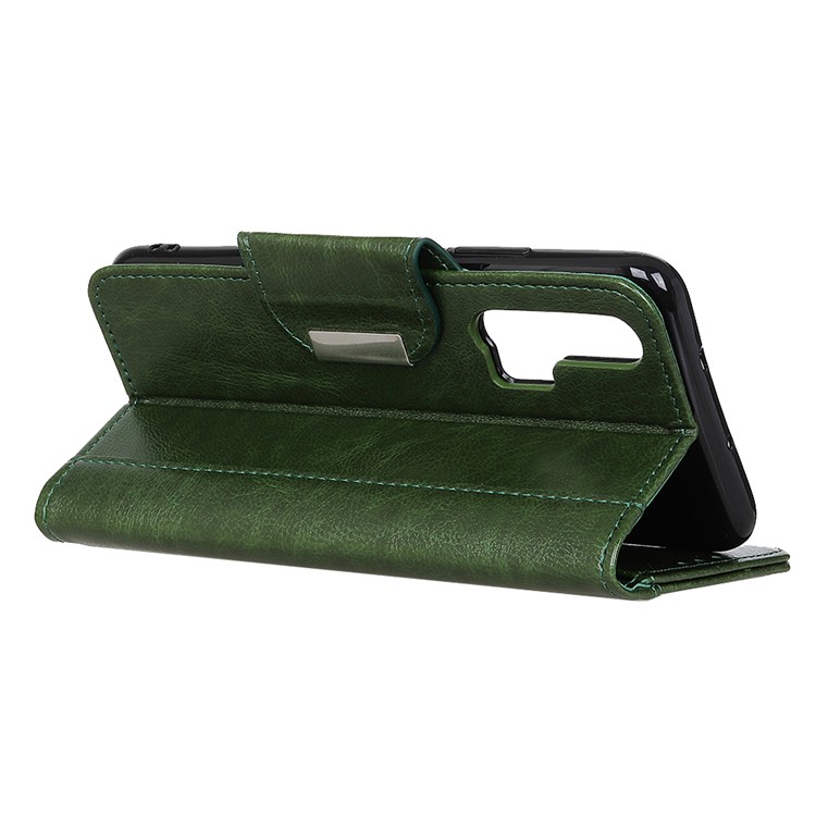 Textured PU Leather Wallet Phone Case with Stand for Huawei nova 6 5G Version - Green-4