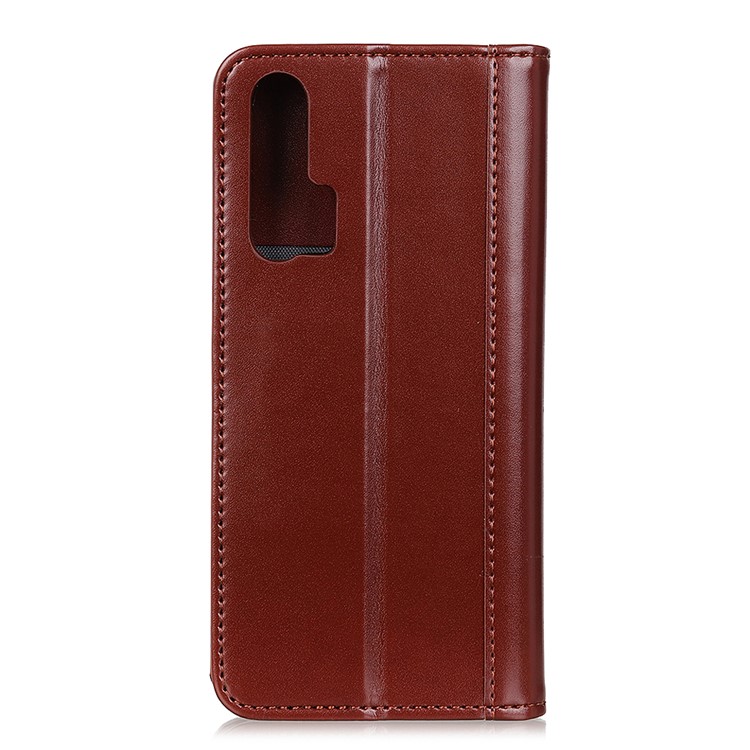 Auto-absorbed Split Leather Wallet Stand Case for Huawei nova 6 5G Version - Brown-3