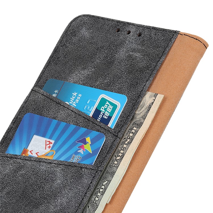 Retro Split Leather Wallet Stand Cell Phone Cover for Huawei nova 6 - Black-10