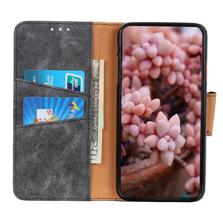 Retro Split Leather Wallet Stand Cell Phone Cover for Huawei nova 6 - Black-4