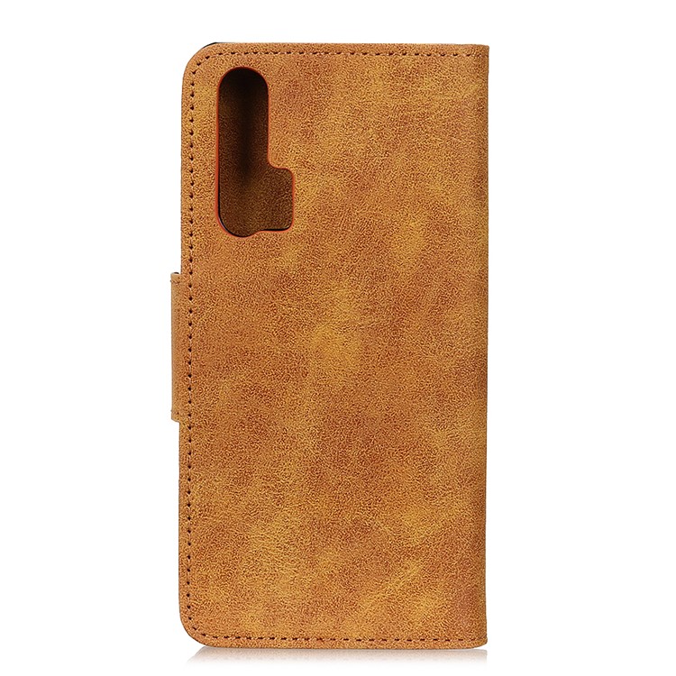 Retro Split Leather Wallet Stand Cell Phone Cover for Huawei nova 6 5G Version - Brown-3