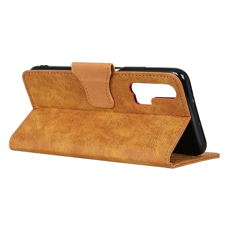Retro Split Leather Wallet Stand Cell Phone Cover for Huawei nova 6 5G Version - Brown-5