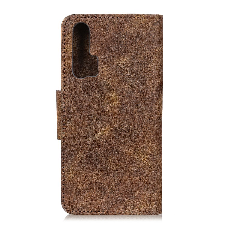 Retro Split Leather Wallet Stand Cell Phone Cover for Huawei nova 6 5G Version - Coffee-3