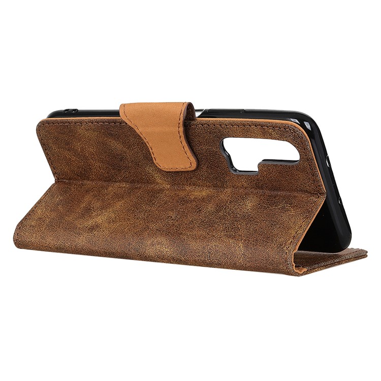 Retro Split Leather Wallet Stand Cell Phone Cover for Huawei nova 6 5G Version - Coffee-5