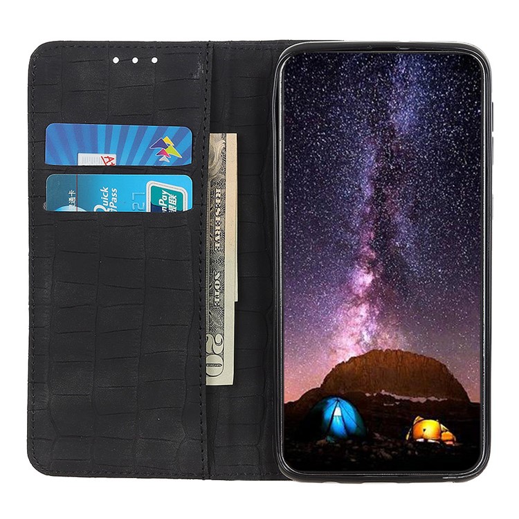 Crocodile Skin Auto-absorbed Split Leather Wallet Case for Huawei Honor View 30 Pro/V30 Pro/View 30 Pro 5G/V30 Pro 5G - Black-6