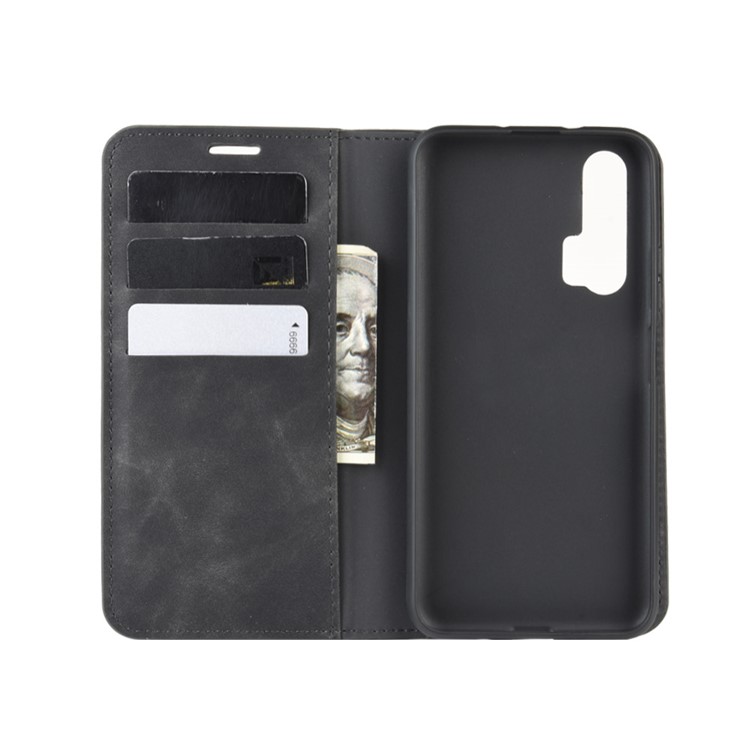 Leather Stand Case with Card Slots for Huawei Honor 20 Pro - Black-4