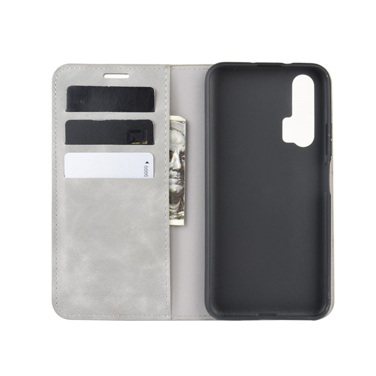 Leather Stand Case with Card Slots for Huawei Honor 20 Pro - Grey-3
