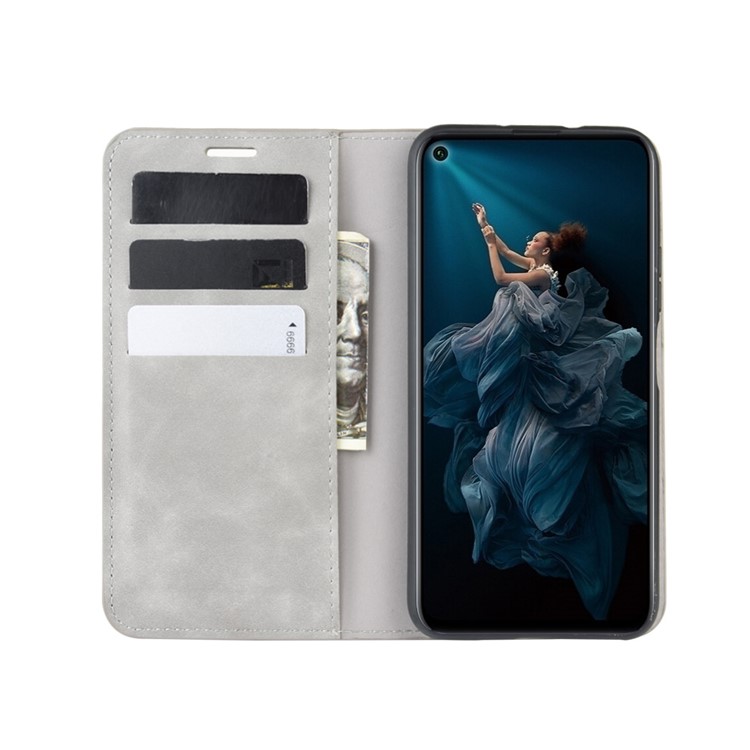 Leather Stand Case with Card Slots for Huawei Honor 20 Pro - Grey-4