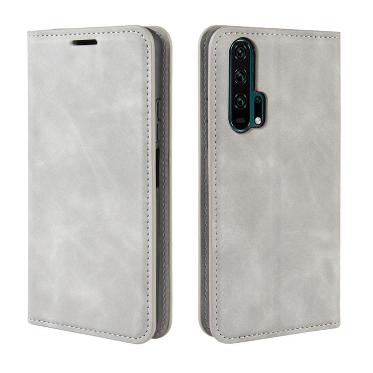 Leather Stand Case with Card Slots for Huawei Honor 20 Pro - Grey-7