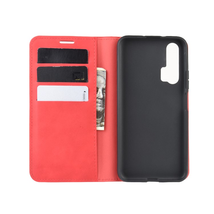Leather Stand Case with Card Slots for Huawei Honor 20 Pro - Red-3