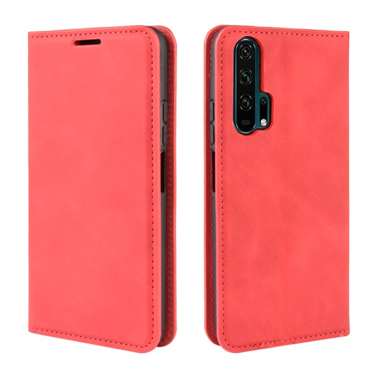 Leather Stand Case with Card Slots for Huawei Honor 20 Pro - Red-7