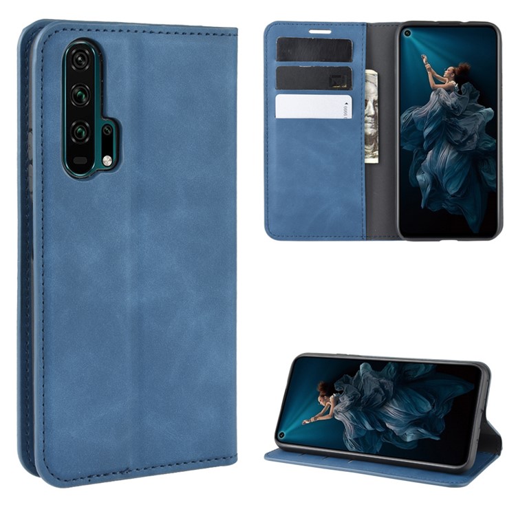 Leather Stand Case with Card Slots for Huawei Honor 20 Pro - Blue-1