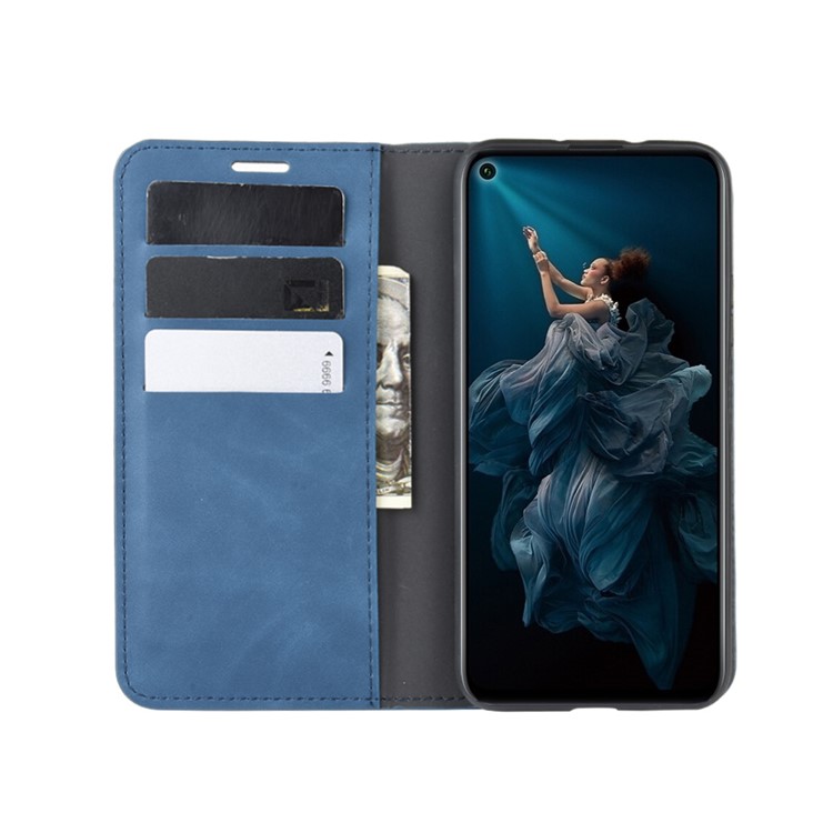 Leather Stand Case with Card Slots for Huawei Honor 20 Pro - Blue-4