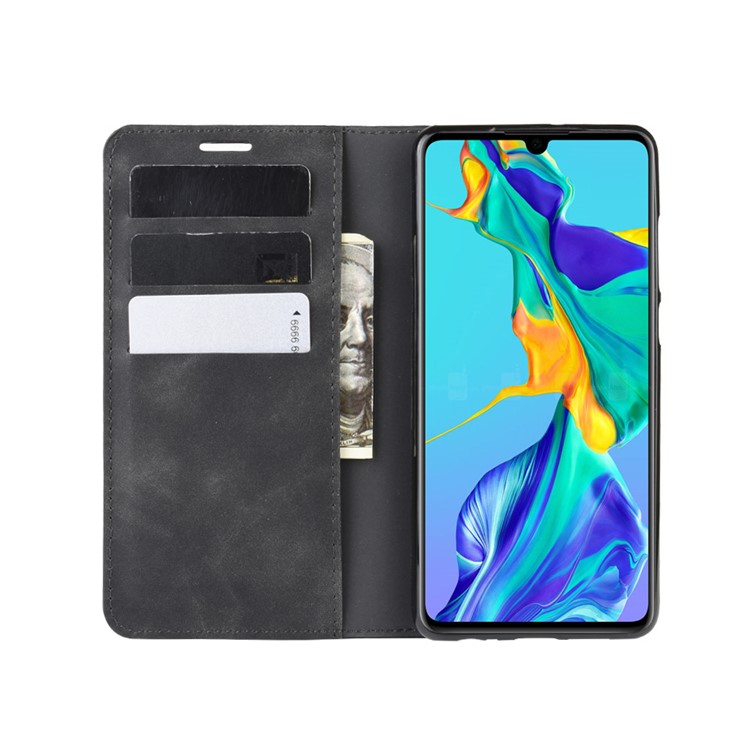 Cuir PU Stand De Portefeuille Pour P30 Huawei - Noir-4