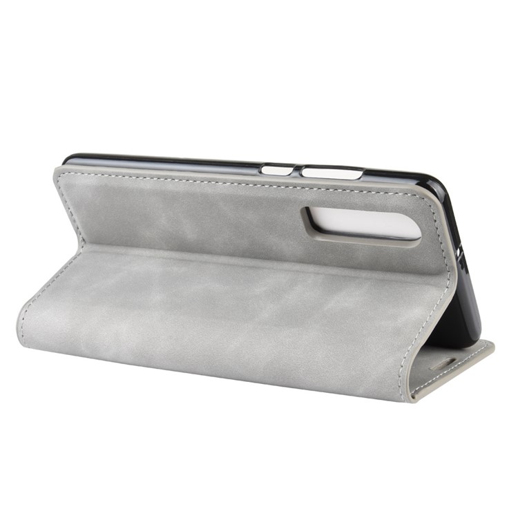 PU Leather Wallet Stand Case for Huawei P30 - Grey-5