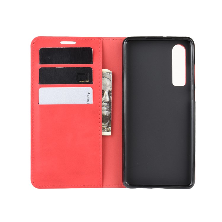 PU Leather Wallet Stand Case for Huawei P30 - Red-3