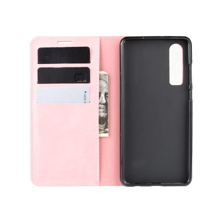 PU Leather Wallet Stand Case for Huawei P30 - Pink-3