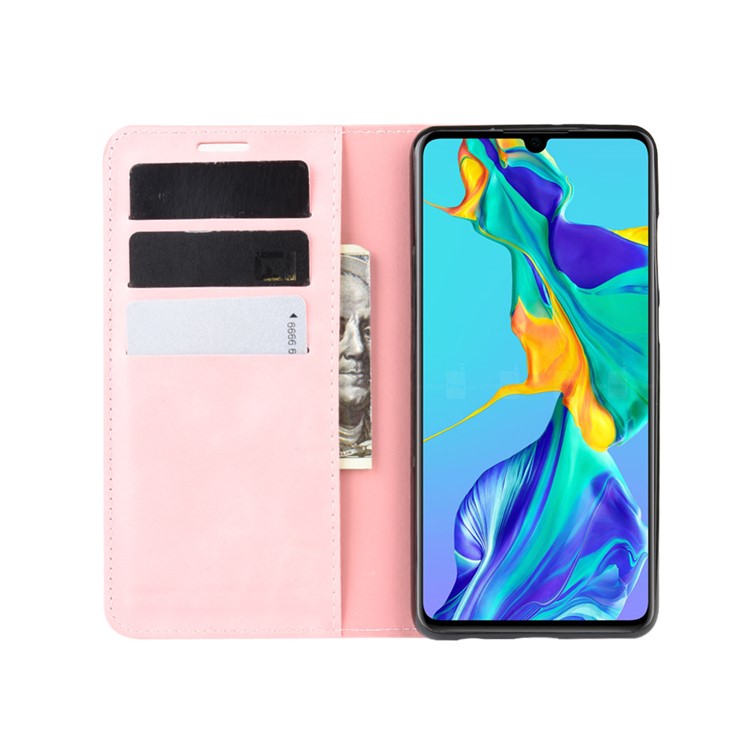 PU Leather Wallet Stand Case for Huawei P30 - Pink-4