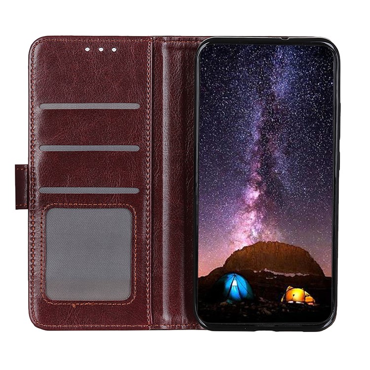 Crazy Horse Leather Wallet Case for Huawei Honor View 30 Pro 5G/View 30 5G - Brown-2