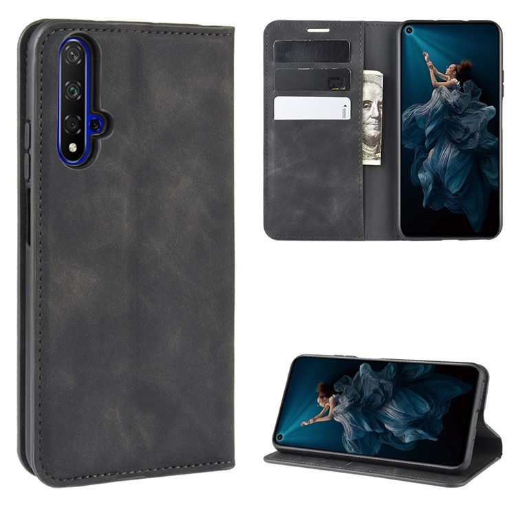 Wallet Leather Stand Case for Huawei Honor 20 / nova 5T - Black-1