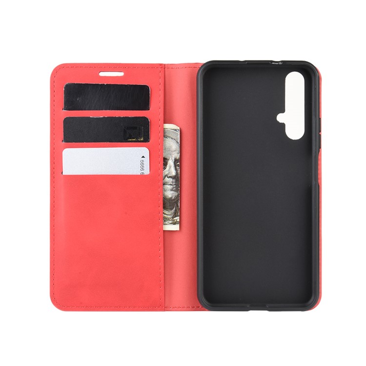 Wallet Leather Stand Case for Huawei Honor 20 / nova 5T - Red-3