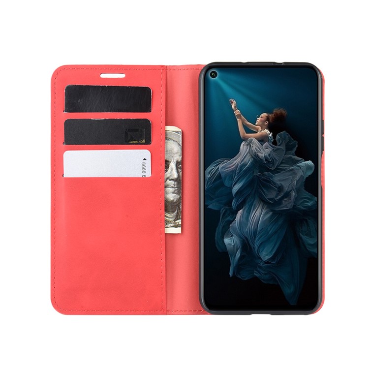 Wallet Leather Stand Case for Huawei Honor 20 / nova 5T - Red-4