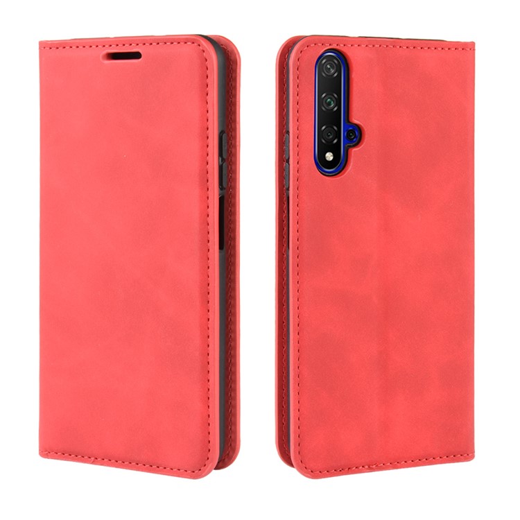 Wallet Leather Stand Case for Huawei Honor 20 / nova 5T - Red-8