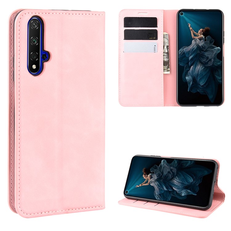 Wallet Leather Stand Case for Huawei Honor 20 / nova 5T - Pink-1