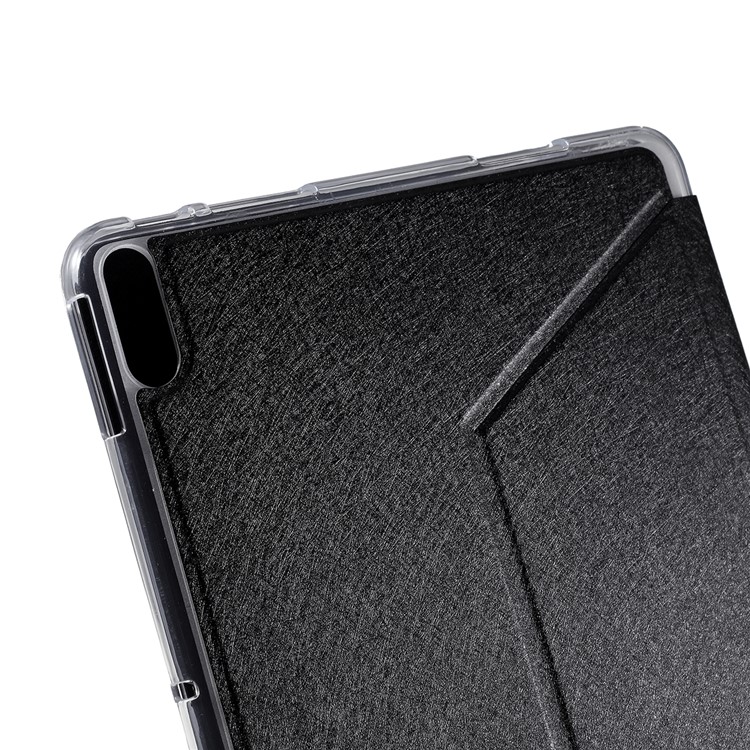 Silk Texture Leather Tri-fold Stand Tablet Cover for Huawei MatePad Pro - Black-4