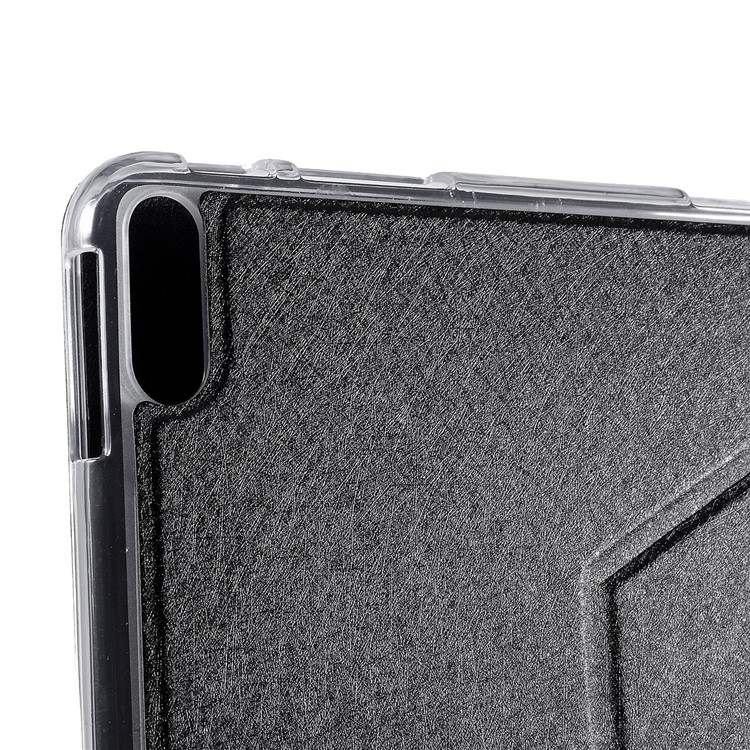 Silk Texture Leather Tri-fold Stand Tablet Cover for Huawei MatePad Pro - Black-6