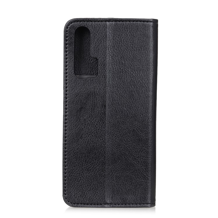 Auto-absorbed Litchi Texture Split Leather Wallet Stand Case for Huawei nova 6 5G Version - Black-7