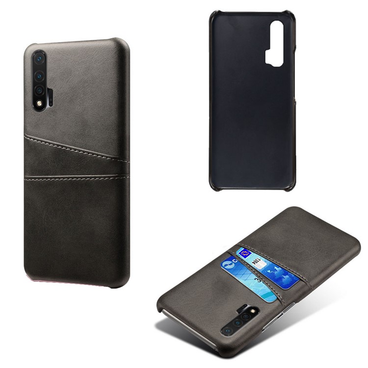 KSQ PU Leather Coated PC Cover with Double Card Slots for Huawei nova 6 - Black-2