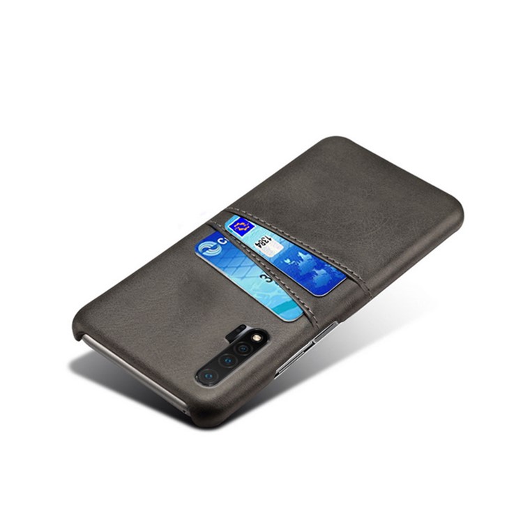 KSQ PU Leather Coated PC Cover with Double Card Slots for Huawei nova 6 - Black-4