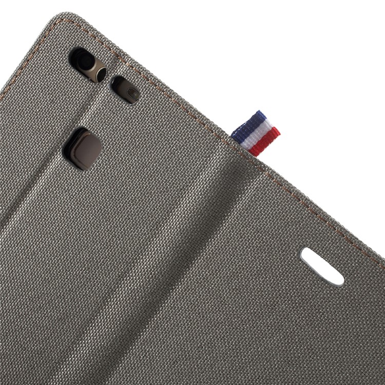 For Huawei P9 Jeans Cloth PU Leather Case Cover - Grey-7
