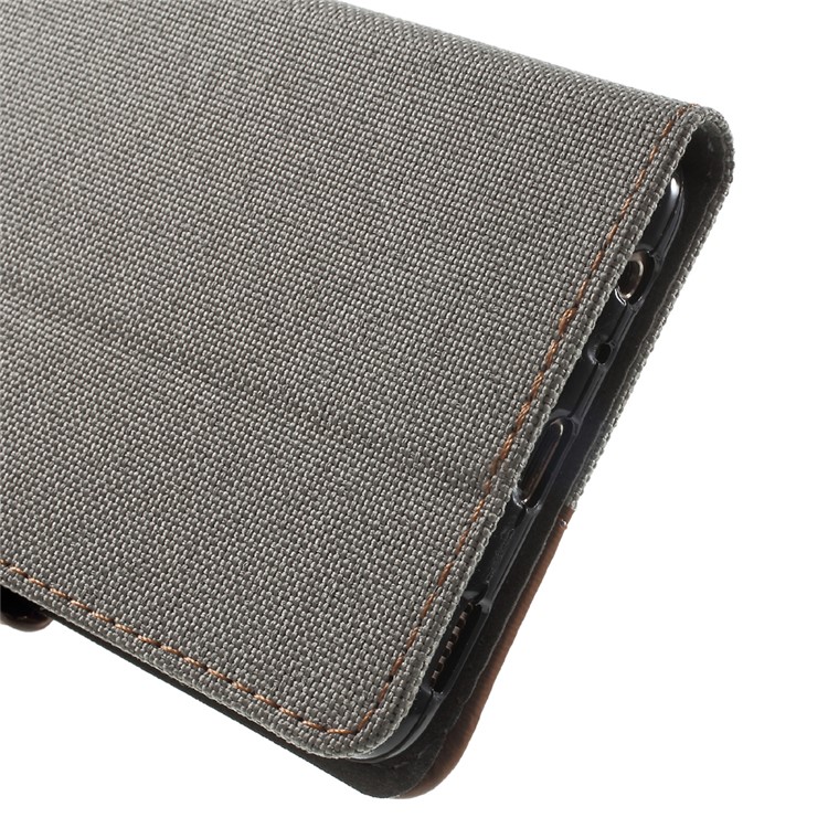 For Huawei P9 Jeans Cloth PU Leather Case Cover - Grey-9