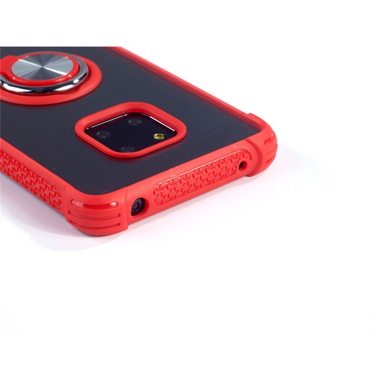 Drop-resistant Anti-slip TPU+Acrylic Phone Ring Holder Case for Huawei Mate 20 Pro - Silver/Red-4
