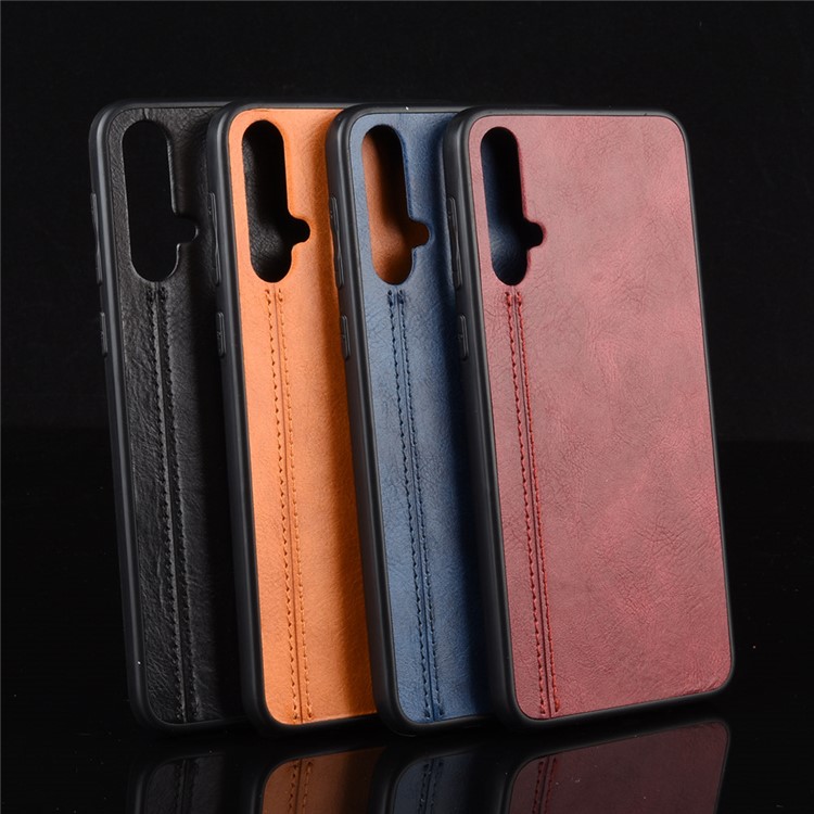 Leather Coated PC + TPU Hybrid Phone Case for Huawei Nova 5 Pro / Nova 5 - Black-8