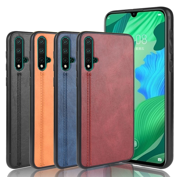 Leather Coated PC + TPU Hybrid Phone Case for Huawei Nova 5 Pro / Nova 5 - Black-9