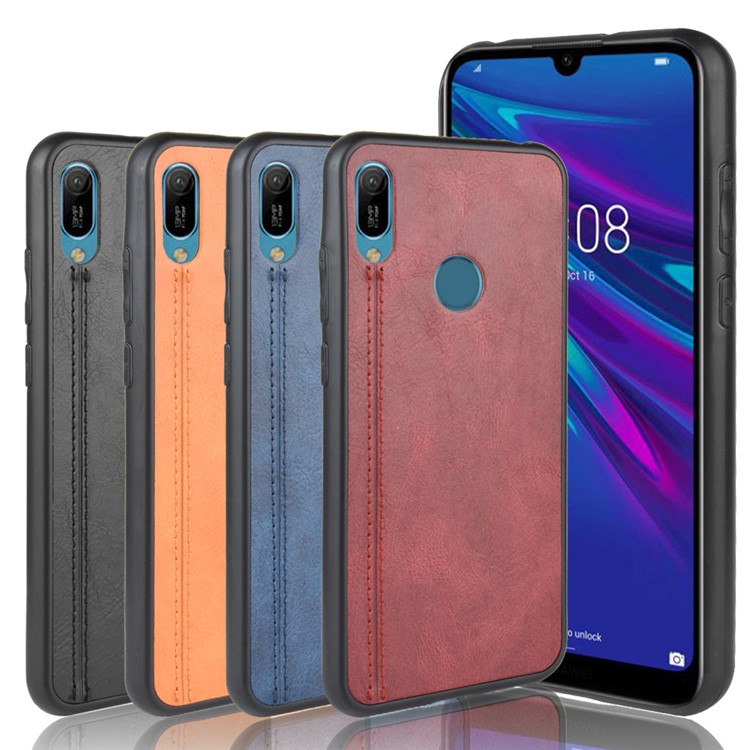 Cuir Enduit PC + TPU Couvrant Pour Huawei Y6 Pro (2019) / Y6 (2019, Avec Capteur D'empreinte Digitale) / Premier Y6 (2019) - Noir-9