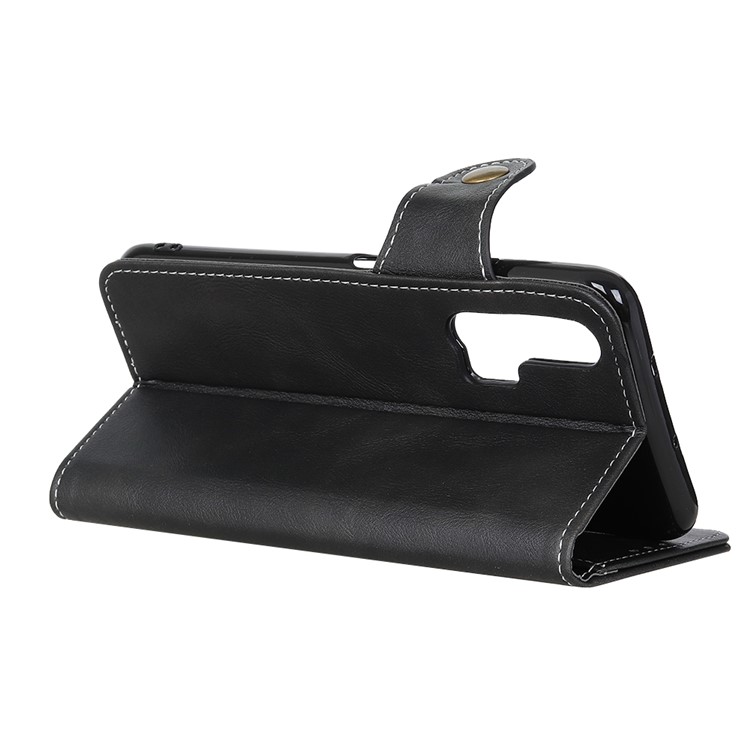 S-shaped Cowhide Texture Flip Leather Stand Wallet Phone Shell for Huawei nova 6 - Black-5