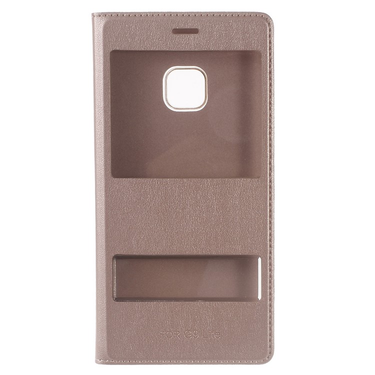 Plastic Dual Window Leather Flip Shell Cover for Huawei P9 Lite - Rose Gold-2