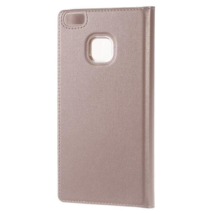 Plastic Dual Window Leather Flip Shell Cover for Huawei P9 Lite - Rose Gold-3