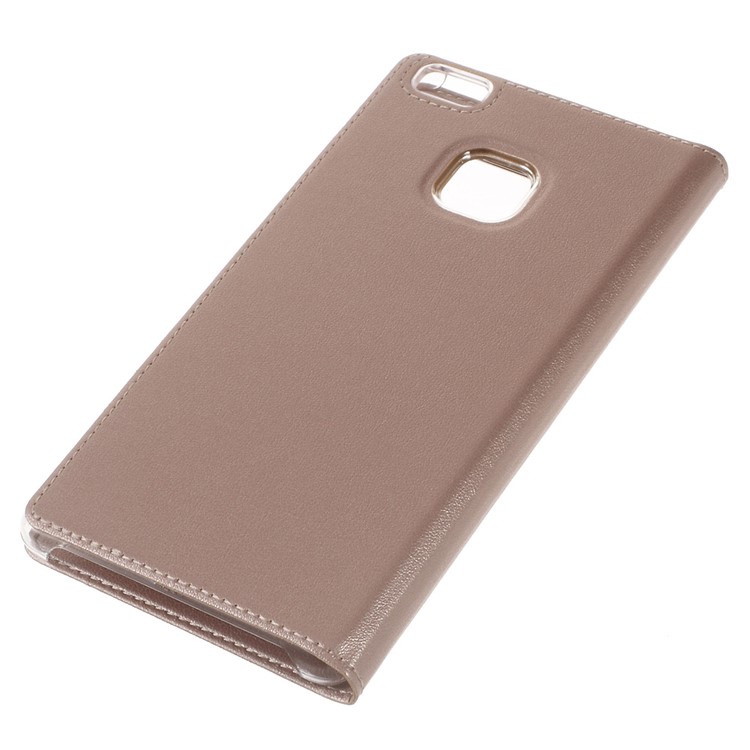 Plastic Dual Window Leather Flip Shell Cover for Huawei P9 Lite - Rose Gold-4