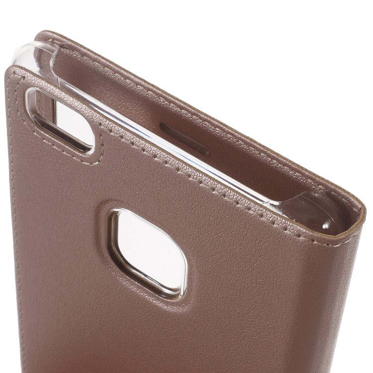 Plastic Dual Window Leather Flip Shell Cover for Huawei P9 Lite - Rose Gold-6