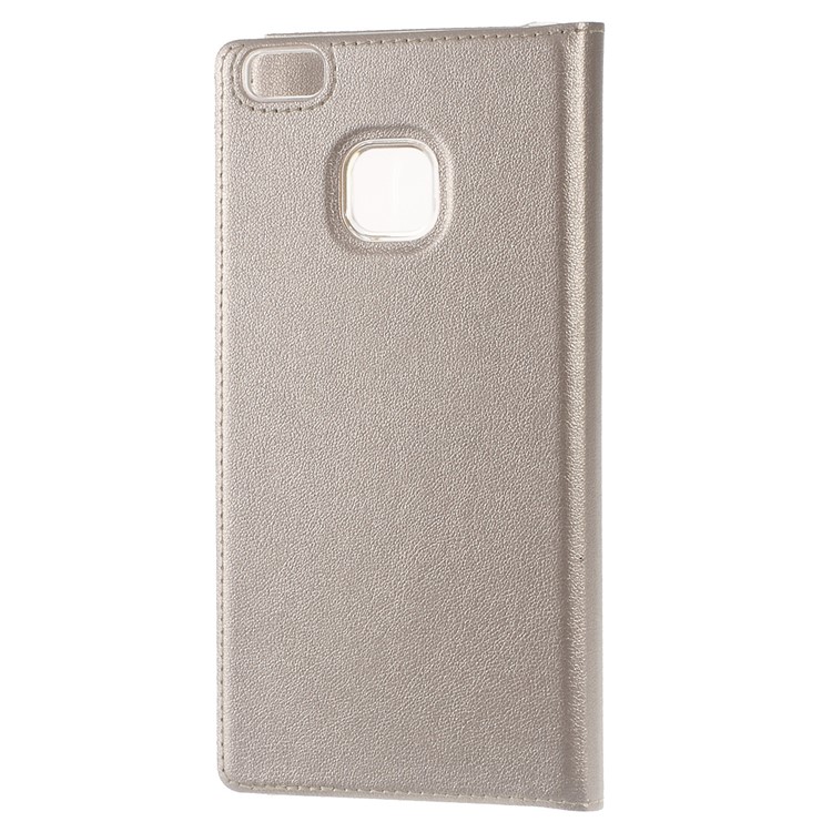 Plastic Dual Window Leather Phone Cover for Huawei P9 Lite - Gold-3