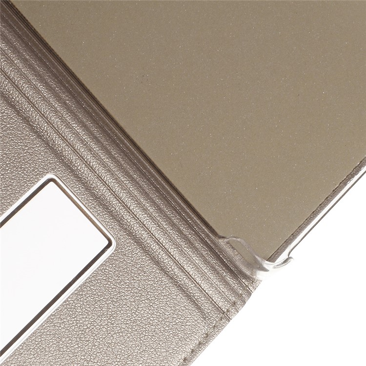 Plastic Dual Window Leather Phone Cover for Huawei P9 Lite - Gold-7